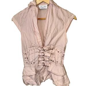 Byron Lars Beauty Mark Female Hysteria Soft Pink Corset Peplum Belted top